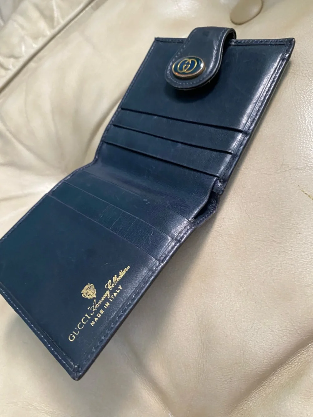 Vintage Gucci Bifold Wallet GG Web Stripe Sherry Unisex w/Coin Pouch